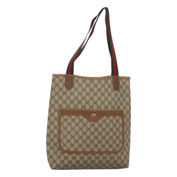 GUCCI GG Supreme Web Sherry Line Bag PVC Beige Green Red 40 02 003 Auth ki5541 - Picture 1 of 16